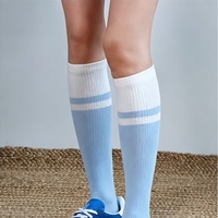 Chaussettes de yoga rayées mi-hautes pour femmes, antidérapantes avec grip en silicone, chaussettes de Pilates côtelées en coton, chaussettes longues pour barre