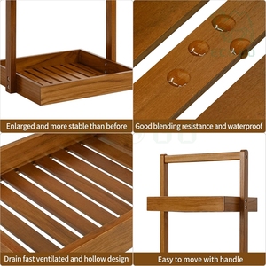 Étagère de rangement d'angle en bambou creux pour cuisine et salle de bain avec poignée - Product Image 6