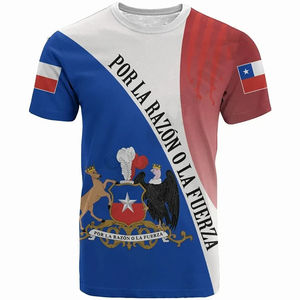 <span class=keywords><strong>Camiseta</strong></span> de estilo más nuevo con estampado rojo y <span class=keywords><strong>azul</strong></span>, camisetas con cuello redondo, Escudo de Armas de <span class=keywords><strong>Chile</strong></span>, camisetas cómodas de secado rápido, tacto suave de gran tamaño - Product Image 3
