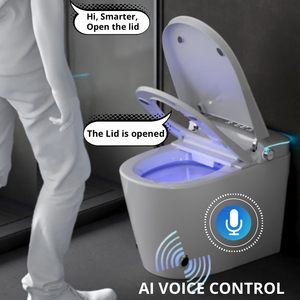 Bidet électrique intelligent avec commande vocale, couvercle et siège à ouverture/fermeture automatiques, capteur radar au pied, <span class=keywords><strong>chasse</strong></span> <span class=keywords><strong>d</strong></span>'<span class=keywords><strong>eau</strong></span> automatique, 6 modes, lavage à l'<span class=keywords><strong>eau</strong></span> chaude et séchage - Product Image 2