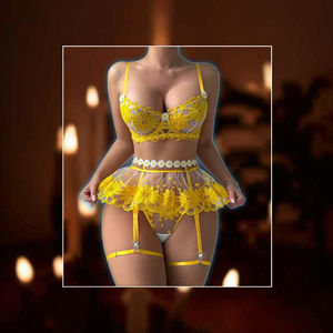 Женское кружевное нижнее белье с цветочной вышивкой - Product Image 6