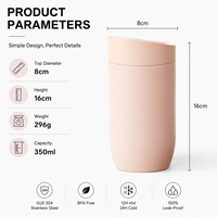 Mug à café isotherme 350 ml avec bouton poussoir, ouverture à une main, verrou de sécurité, anti-fuite, double paroi sous vide en acier inoxydable, tasse de voyage 12-24