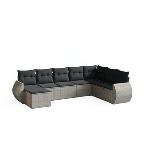 Set Divano da Giardino in Rattan Grigio con Braccioli Regolabili, 6 Posti, Arredamento da Esterno dal Design Contemporaneo - Product Image 1
