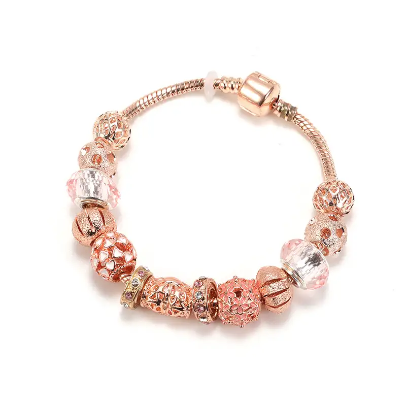 HOVANCI-pulsera de cuentas de circonia cúbica para mujer, brazalete con abalorios de cristal de oro rosa, estilo europeo, novedad de 2021