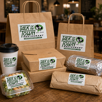 Label Kemasan Makanan Restoran Kustom, Stiker Logo Roll Perekat Sendiri BOPP Putih untuk Cangkir, Kotak, dan Tas Take Away