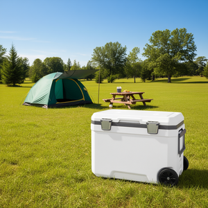 Nevera portátil con ruedas y aislamiento, capacidad para 45 litros/64 latas, ideal para acampar - Product Image 2