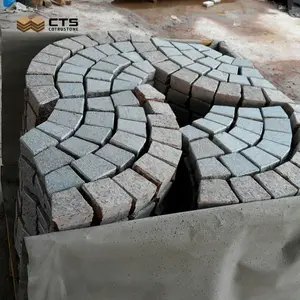 Fabbrica diretta personalizzata a forma di ventaglio all'aperto cina G603 Granito polacco pietra cubo pavimentazione piastrelle materiali