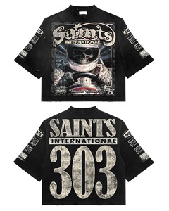 เสื้อยืดสตรีทแวร์พิมพ์ลายแบบซับลิเมชั่นสำหรับผู้ชาย แขนสั้น ทรงโอเวอร์ไซส์ ทรงบ็อกซี่ ตัดชายเสื้อแบบดิสเทรส พร้อมลายกราฟิก - Product Image 5