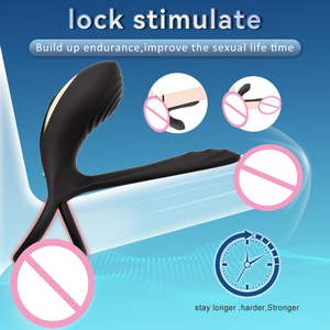 DKKtech <span class=keywords><strong>Anneau</strong></span> pénien vibrant télécommande double <span class=keywords><strong>anneau</strong></span> pénien pour hommes G-spot et simulateur de clitoris 3 en 1 vibrateur jouets sexuels pour adultes - Product Image 3