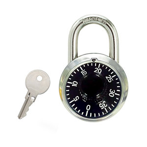 Yuefeng Combination Padlock 48mm Stainless Steel Round <b>Lock</b> With <b>Key</b> For Door Outdoor Use - Product Image 1