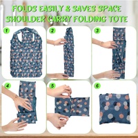 Sac de courses pliable en polyester et nylon taffetas 190T, grand format, robuste, à motif de dessin animé, en stock, promotion de gros