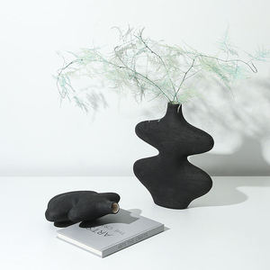 Minimalist Decorative Ceramic <b>Vase</b>,Modern <b>Unique</b> White & Black Ceramic Flower <b>Vase</b> for Home Decor - Product Image 2