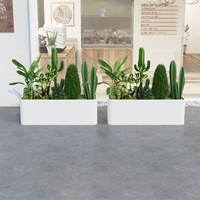 Pots à fleurs géants rectangulaires en acier inoxydable avec revêtement en poudre, trou de drainage à roulettes pour jardin domestique, vente en gros Maorong