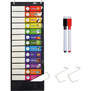 Tabla de horarios diarios de bolsillo, color negro, 13x36 pulgadas, tablero de gestión del tiempo reutilizable para uso en el aula, regreso a clases - Product Image 1
