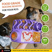 Tapis de gamelle antidérapant tout-en-un en silicone de qualité alimentaire Petdom pour chien, avec fonction d'alimentation lente et de soulagement de l'anxiété