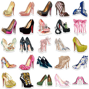 สติกเกอร์ตกแต่งลายกราฟฟิตี้รองเท้าส้นสูงเจ้าหญิงแฟชั่น วัสดุ PVC สำหรับตกแต่งแล็ปท็อป โทรศัพท์ ไดอารี่ สมุดโน้ต ของขวัญส่งเสริมการขาย - Product Image 5
