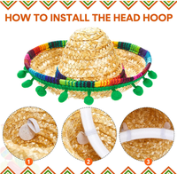 Mexique Cinco De Mayo Fiesta tissu paille Sombrero bandeaux Costume pour plaisir heureux Fiesta chapeau casquette Photo accessoires Luau fête fournitures