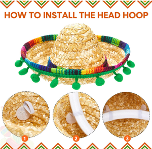 México Cinco <span class=keywords><strong>De</strong></span> Mayo Fiesta tela paja Sombrero diademas disfraz para diversión <span class=keywords><strong>feliz</strong></span> Fiesta sombrero gorra foto Props Luau fiesta suministros - Product Image 5