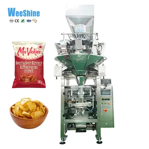 Peseuse multitête entièrement automatique Machine d'emballage de chips de maïs azoté Machine d'emballage de chips de banane snack ensachage vffs