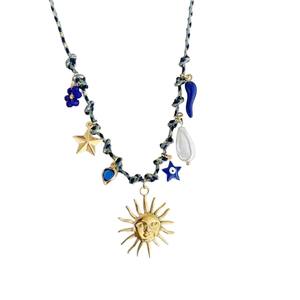 Kalung baja tahan karat mutiara laut sederhana mewah liontin modis kerang bintang laut trendi dengan rantai tautan untuk agama Buddha - Product Image 3