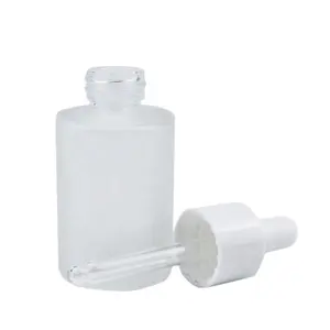 30ml 1 oz flat shoulder packaging bottles 30 ml essential oil frosted glass eye serum face skin care dropper bottle with pipette