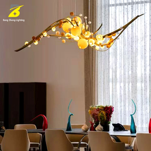 Lustre <span class=keywords><strong>en</strong></span> forme de <span class=keywords><strong>vigne</strong></span> dorée et de fruits - Salon/Salle de séjour d'hôtel, éclairage d'ambiance romantique - Product Image 5