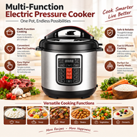 Cuisinière électrique à pression numérique multifonction avec plusieurs programmes de cuisson pour riz, soupe, viande, cuisson à la vapeur et repas faits maison