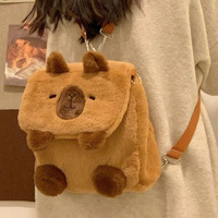 Sac à dos en peluche Capybara Cavy grande capacité en polyester, sac animal en peluche avec rembourrage en coton PP, unisexe, dessin animé, pour voyage et école