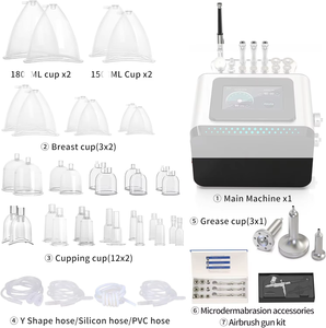 Juegos de ventosas al vacío 3 en 1, máquina para el cuidado de la piel y aerógrafo, con tazas grandes de 180ML y 150ML, 0-80 CmHg, pantalla táctil de 5 pulgadas - Product Image 4