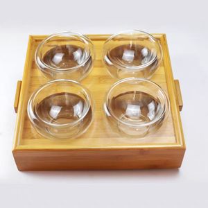 Ciotola in Vetro Riutilizzabile a Doppio Strato Trasparente Rotonda per Frutta, Insalata, Dessert e Piatti da Fumatori per Ristoranti e Bar - Product Image 5