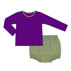 Ropa de Mardi Gras para niños, ropa de primavera para niños, conjuntos de <span class=keywords><strong>dos</strong></span> piezas a juego para <span class=keywords><strong>Hermanas</strong></span>, conjuntos de camisetas de fiesta de manga larga de algodón a rayas para bebés - Product Image 3