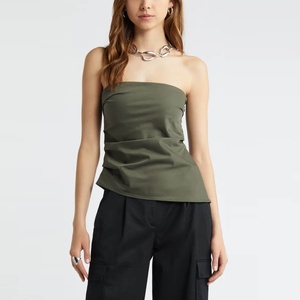 Stylish Women's Strapless Tube Top With Green Color Elegant Blouses & <b>Shirts</b> - Product Image 1