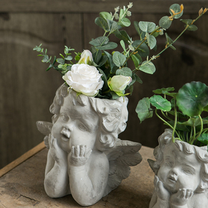 Top selling angel shape gardening decoration flowerpot cement planter