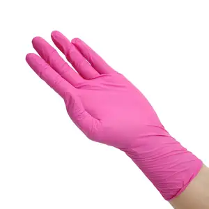 Low price pink powder free nitrile gloves for working