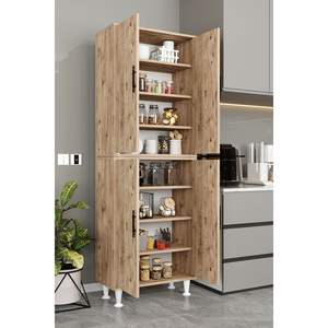 Armoire de cuisine moderne en pin atlantique à 4 portes, organisateur de rangement multifonction en bois MDF massif - Product Image 6