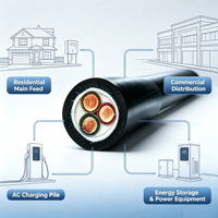 Cable de Alimentación Residencial YJV de 3 Núcleos, 10mm2, Aislamiento XLPE, Revestimiento de PVC, Cobre, 0.6/1kV, 100m por Tambor, para Distribución Doméstica