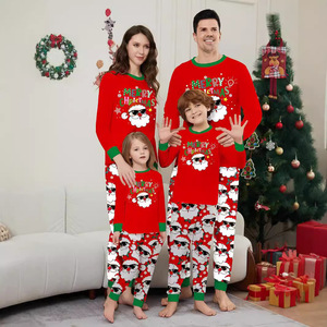 Ensembles <span class=keywords><strong>de</strong></span> pyjamas <span class=keywords><strong>de</strong></span> <span class=keywords><strong>Noël</strong></span> élégants en tricot pour toute la <span class=keywords><strong>famille</strong></span>, taille élastique, imprimé motif canne à sucre et lettres, tenues <span class=keywords><strong>de</strong></span> maison parent-enfant - Product Image 1