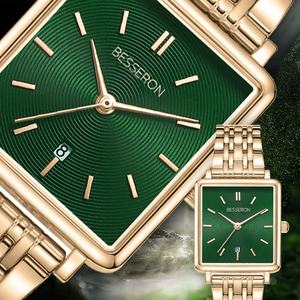 <b>For</b> Ladies Stainless Steel <b>Wrist</b> <b>Watch</b> Japan Movement Business Style Retro Square Case 30mm Diameter Water Resistant Buckle - Product Image 2