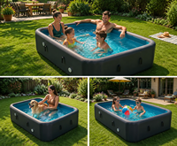 Maßgefertigter Tragbarer Erwachsenen-Aufblaspool PVC Drop-Stitch-Technologie Rechteckige/Runde Formen >0,88mm Dick
