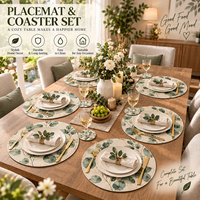 Sets de table ronds en cuir de style zen asiatique de haute qualité, résistants à la chaleur et antidérapants, diamètre 35 cm, pour la décoration de la salle à manger à la maison