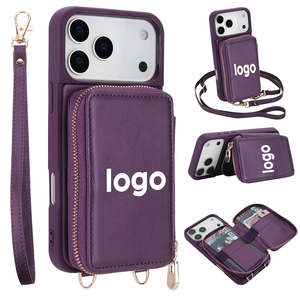 Étui <span class=keywords><strong>de</strong></span> téléphone multifonctionnel en cuir avec bandoulière, porte-cartes et <span class=keywords><strong>coque</strong></span> pour iPhone 17 Air Pro Max - Product Image 6