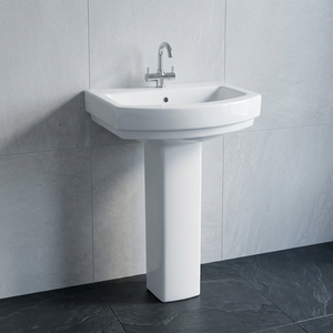 Lavabo rustique carré en céramique sur demi-pied avec options de couleur pour India Home Mall - Product Image 6