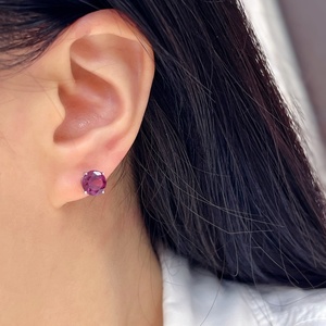 Xinfly Solid 18K Gold Garnet <b>Stud</b> <b>Earrings</b> 3.20ctw Round Brilliant Cut AU750 Solitaire <b>Fine</b> Jewelry for Women - Product Image 6