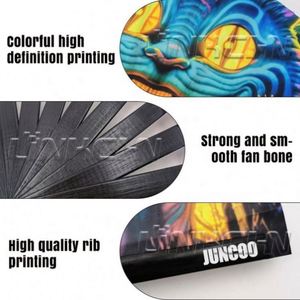 Abanico Plegable Grande de Kung Fu Promocional, de Bambú y Tela con Brillo, Decoración Floral Pintada a Mano Estilo Fiesta - Product Image 5