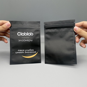 Custom Printed Matte Black Foil Mylar 3 Side Seal Flat Pouch Resealable Ziplock Dental Orthodontic Aligner Medical Packaging Bag - Product Image 1