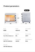 Four à convection KRON pour la maison et la cuisine, four à pain, à pizza et à gâteaux, 60L, électrique, pour la cuisson