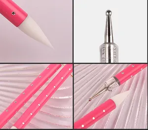 Dual-Ended 5 Stuks Nail Art Puntjes Pen Siliconen Strass Nagellak Carving Pen Strass Picker Pen Puntjes