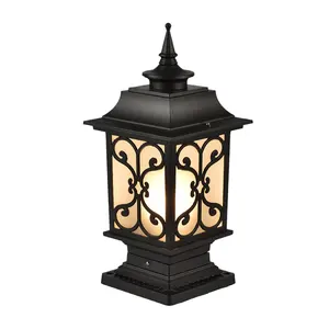 An Ninh Cổ Điển Ngoài Trời Led Cổng Bollard Lampa Bên Ngoài Bài Trụ Cột Cảnh Quan Chiếu Sáng Vintage Năng Lượng Mặt Trời Home Lawn Garden Lights