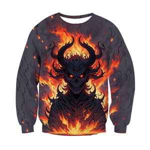 Sudadera de Cuello Alto para Hombre, Diseño Casual y Holgado, Tejido de Punto de Poliéster/Algodón Antibolitas, con Estampado Digital 3D de Demonio Monstruo de Terror de Halloween de Otoño - Product Image 1