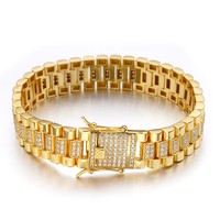 Bracelet de montre en argent serti de moissanite, chaîne à maillons larges, bijoux hip-hop bling pour hommes et femmes, style de luxe en gros
